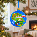 Costa Rica Landmarks and Symbols Glass Ball Christmas Ornament 4 Inches