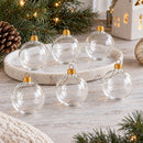 Set of 6 Clear Glass Ball Christmas Ornaments 2.4 Inches