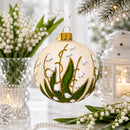 Lily of the Valley on Beige Glass Ball Christmas Ornament