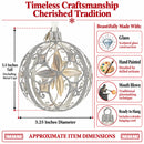 Icy White Flower Scrollwork Clear Glass Ball Christmas Ornament