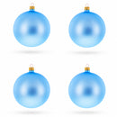 Set Of 4 Light Matte Blue Glass Ball Christmas Ornaments 4 Inches (010)