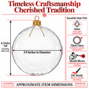 Set of 4 Clear Glass Ball Christmas Ornaments Thick Glass 4 Inches (015)