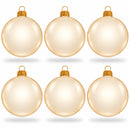 Set of 6 Translucent Glossy Ivory Glass Ball Christmas Ornaments 2. (027)