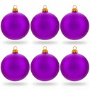 Set of 6 Purple Matte Glass Ball Christmas Ornaments 3.25 Inches (044)