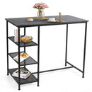 Industrial Dining Bar Pub Table with Metal Frame and Storage Shelves