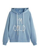 SweatyRocks Womens Hoodies Long Sleeve Pullover Drawstring Sweatshirt Hoodies with Pocket Dusty Blue Letter XXL