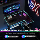 L Shaped Gaming Desk with Outlets and USB Ports