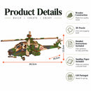 Apache Helicopter Model Kit - Wooden Laser-Cut 3D Puzzle (82 Pcs)
