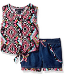 Limited Too Baby Girls 2 Piece Printed Blouse and Flap Denim Short, Size 12 MO