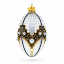 Mother Of Pearl on Gold Filigree Glass Egg Christmas Ornament 4 Inches