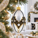 Mother Of Pearl on Gold Filigree Glass Egg Christmas Ornament 4 Inches