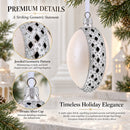 French Designer Jeweled Panther Glass Egg Christmas Ornament 4 Inches