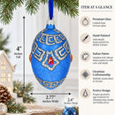 French Designer Riders of the Knights Bracelet Glass Egg Christmas Ornament 4 Inches