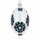 French Couturier Green Jeweled Pendant Necklace Glass Egg Christmas Ornament 4 Inches