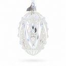 Pearlized Drops on White Glass Egg Christmas Ornament 4 Inches