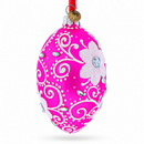 Flower with Diamond Glass Egg Christmas Ornament 4 Inches