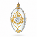 Diamond in Golden Scroll Glass Egg Christmas Ornament 4 Inches