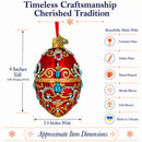 Red Jeweled Glitter Scrollwork Glass Egg Christmas Ornament
