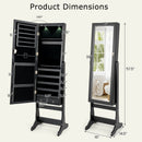 Lockable Freestanding Jewelry Cabinet Armoire with Full-Length Mirror and Lights