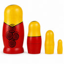 Wooden Semenov Yellow Scarf Nesting Dolls - Blue Rose Matryoshka 3.6 Inches