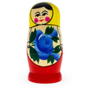 Wooden Semenov Yellow Scarf Nesting Dolls - Blue Rose Matryoshka 3.6 Inches