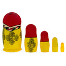 Wooden Semenov Red Scarf Nesting Dolls - Pink Rose Matryoshka 4.4 Inches
