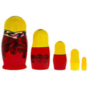 Wooden Semenov Yellow Gown Nesting Dolls - Magenta Rose Matryoshka 4.2 Inches
