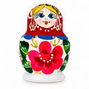 Beautiful Wooden with Red Color Hood and Pink Flowers Nesting Dolls