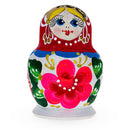 Beautiful Wooden with Red Color Hood and Pink Flowers Nesting Dolls