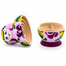 Pink Color with White Velvet Flower Wooden Nesting Dolls