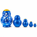 Blue Color with White Ornament Wooden Nesting Dolls