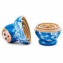Wooden Turquoise Floral Nesting Dolls - Sky Blue Matryoshka 3.1 Inches
