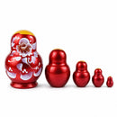 Wooden Plum Burgundy Floral Nesting Dolls - Stacking Matryoshka 3.1 Inches