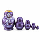 Wooden Metallic Plum Floral Nesting Dolls - Stacking Matryoshka 3.1 Inches