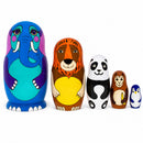 Set of 5 Zoo Animals Wooden Nesting Figurines