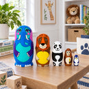 Set of 5 Zoo Animals Wooden Nesting Figurines