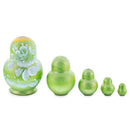 Green Color with White Flowers Wooden Nesting Dolls