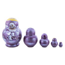 Wooden Metallic Plum Floral Nesting Dolls - Stacking Matryoshka 3.1 Inches
