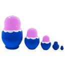 Pink Hood with White Flowers Wooden Nesting Dolls