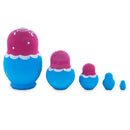 Pink Hood with Pink Flowers Wooden  Nesting Dolls