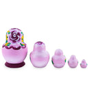 Pink Color with White Velvet Flower Wooden Nesting Dolls