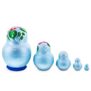 Light Blue Color with Red Flower Wooden Nesting Dolls