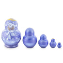 Purple Color with White Color Flowers Wooden Nesting Dolls