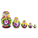 Gold Color with White Velvet Flower Wooden Nesting Dolls