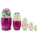 Pink Color with Pink Flowers Wooden Nesting Dolls