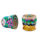 Green Hood with Purple and Orange Flowers Wooden Nesting Dolls