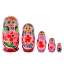 Orange Hood with Velvet Flowers Wooden Nesting Dolls