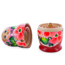 Orange Hood with Velvet Flowers Wooden Nesting Dolls