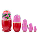 Orange Hood with Velvet Flowers Wooden Nesting Dolls