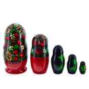 Black Hood with Red Berries Wooden Nesting Dolls